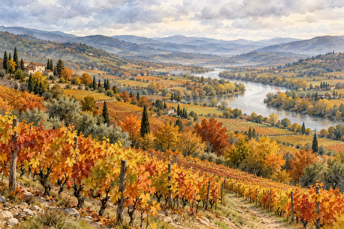Vallata di rame | Stampa su tela panorami acquerello