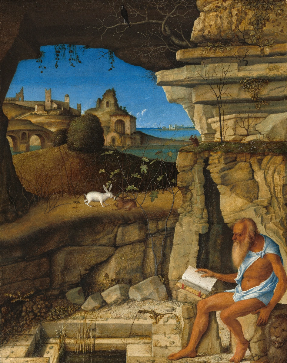 San Girolamo che legge - immagine completa della stampa su tela