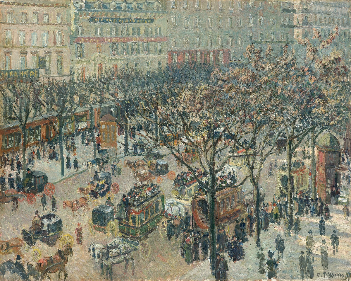 Boulevard des Italiens al mattino - Camille Pissarro | Riproduzione su tela