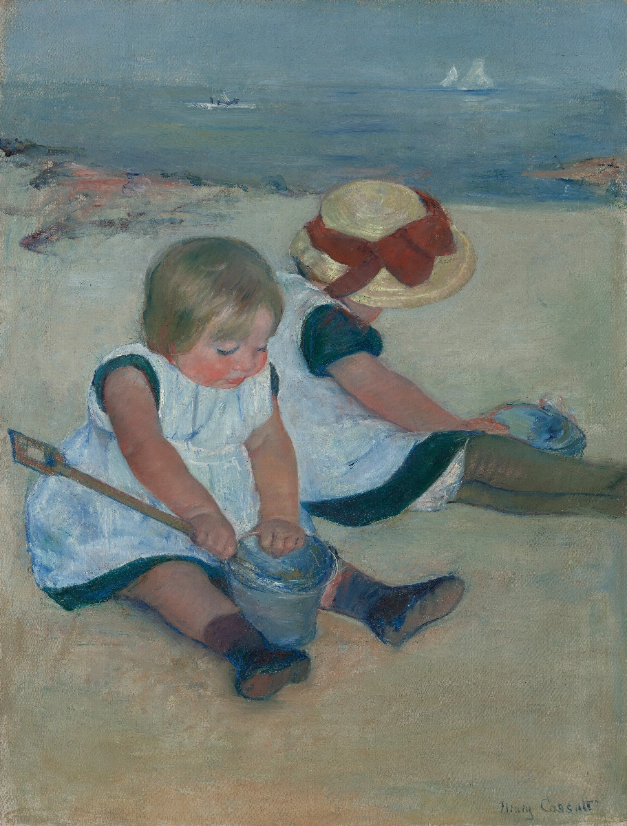 Bambini che giocano sulla spiaggia - Mary Cassatt | Riproduzione su tela