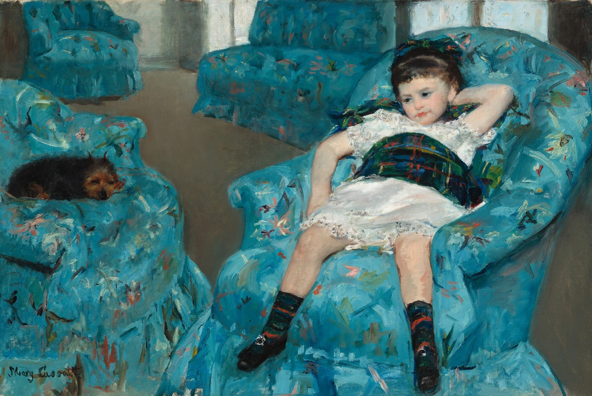 Bambina in poltrona blu - Mary Cassatt | Riproduzione su tela