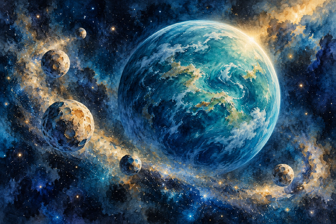 L’arcipelago delle lune - immagine completa della stampa su tela