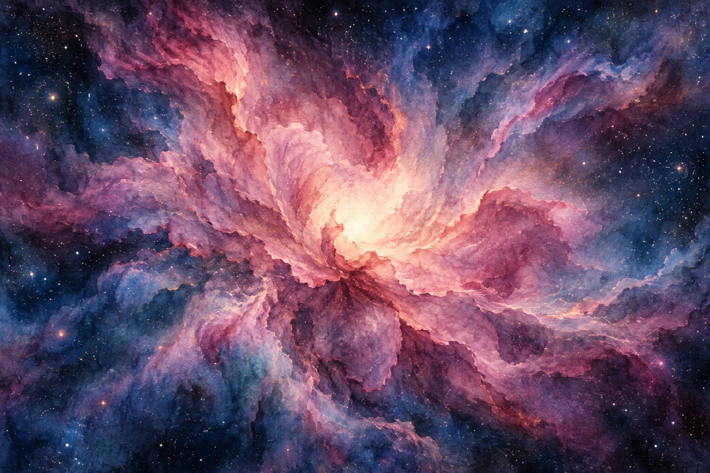 Nebulosa dei petali rosa | Stampa su tela scenari spaziali acquerello