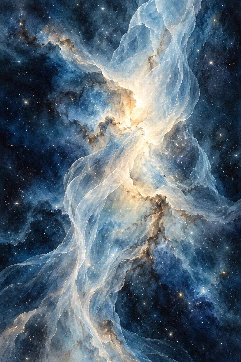 Nebulosa del velo avorio | Stampa su tela scenari spaziali acquerello