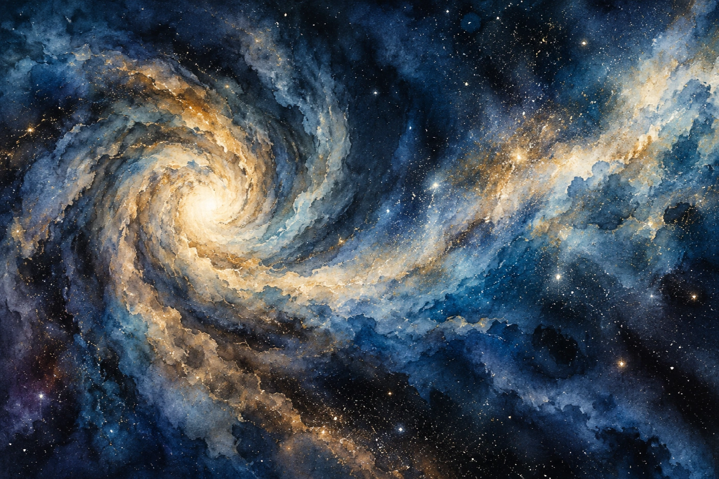 Vortice d’indaco e oro - immagine completa della stampa su tela