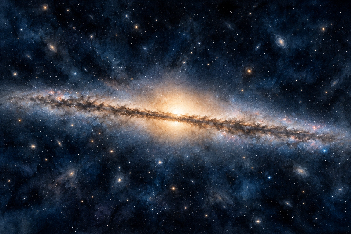 La galassia vista di taglio | Stampa su tela scenari spaziali acquerello