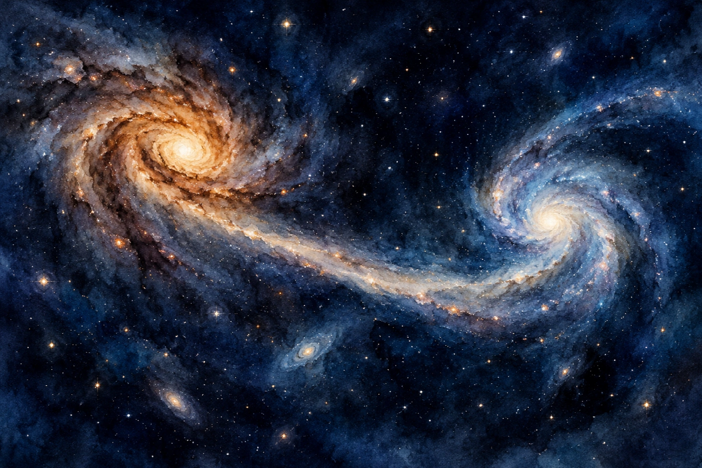 Il ponte fra le stelle | Stampa su tela scenari spaziali acquerello