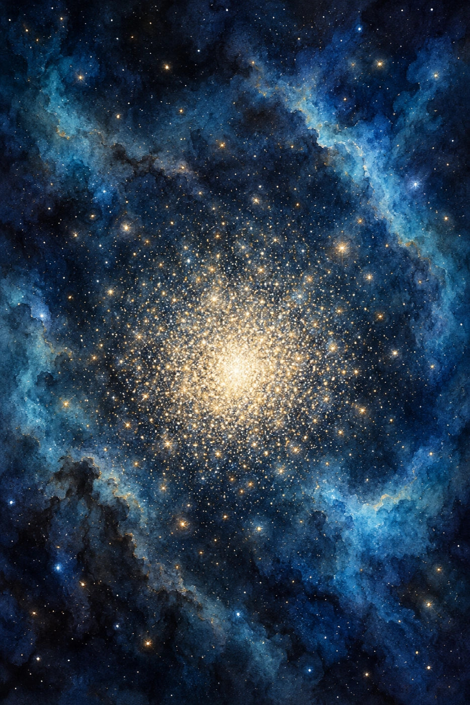 Il cuore dell’ammasso stellare | Stampa su tela scenari spaziali acquerello