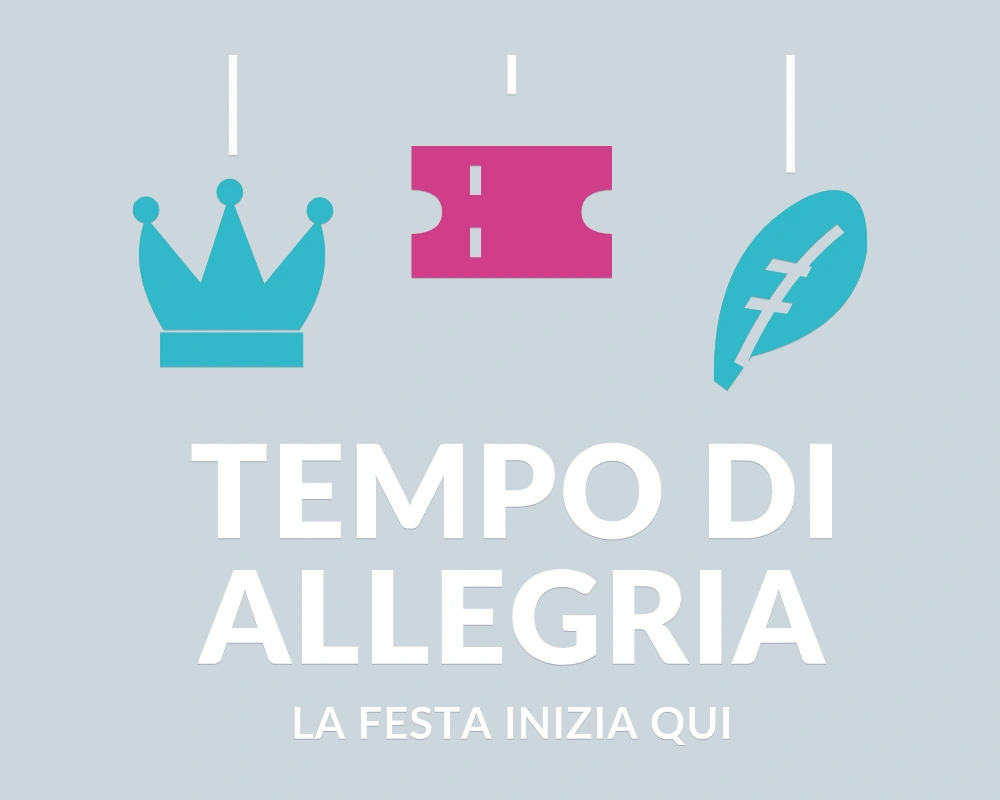 Invito alla festa - Pendenti in festa - TEMPO DI ALLEGRIA | Adesivo vetrina prespaziato
