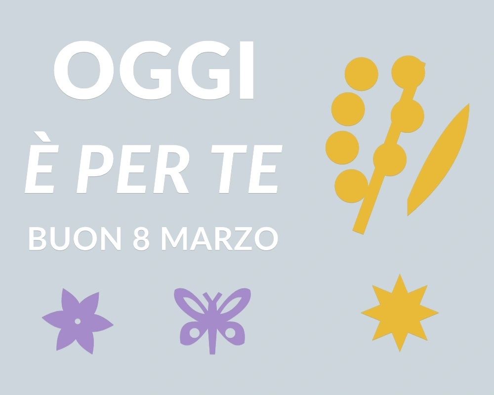 Ramo di mimosa - Cornice asimmetrica - OGGI È PER TE | Adesivo vetrina prespaziato