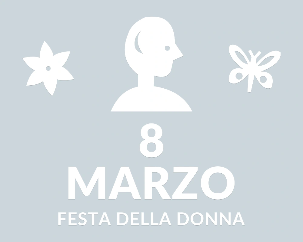 Profilo e pensieri - Emblema centrale - 8 MARZO | Adesivo vetrina prespaziato