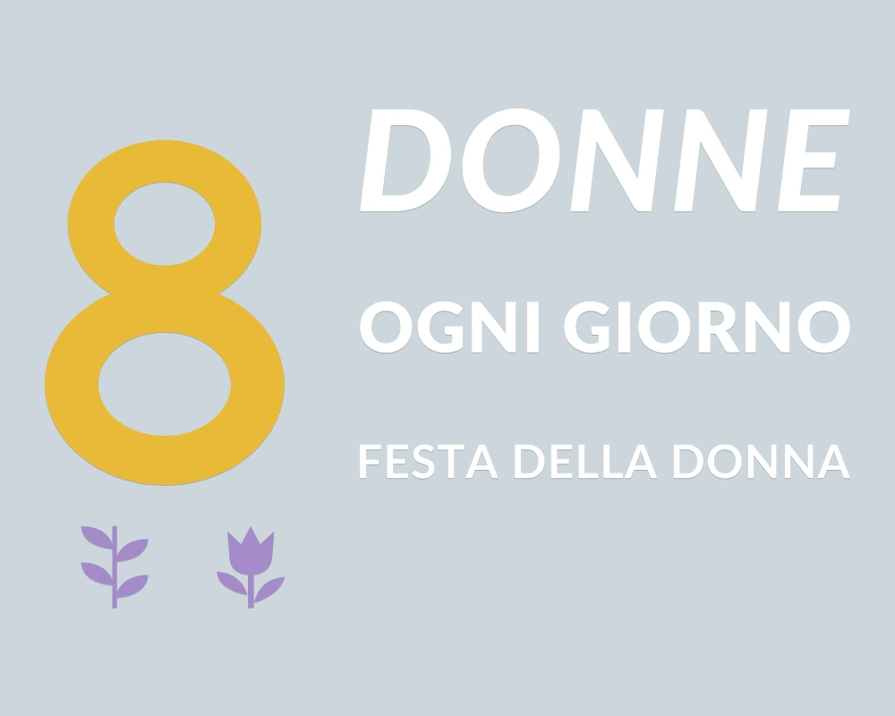 Otto di primavera - Insegna laterale - DONNE OGNI GIORNO | Adesivo vetrina prespaziato