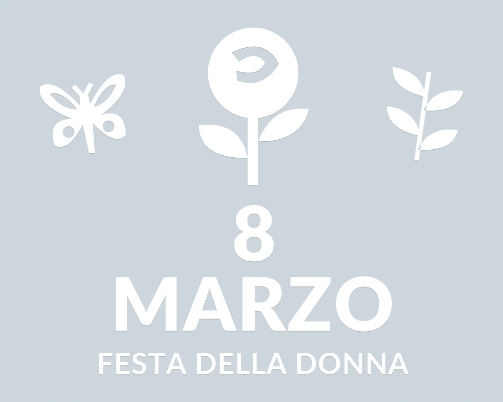 Rosa al femminile - Emblema centrale - 8 MARZO | Adesivo vetrina prespaziato