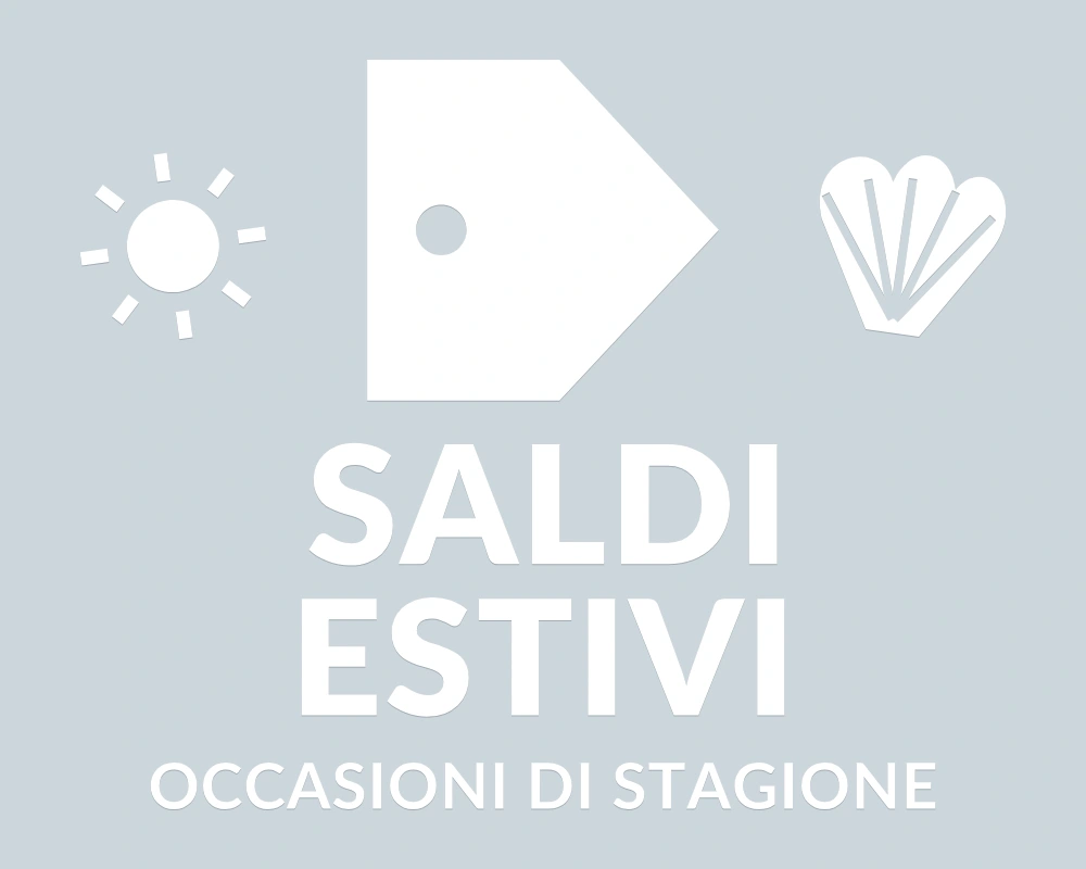 Cartellino solare - Emblema centrale - SALDI ESTIVI - disegno esatto; fondo di presentazione escluso