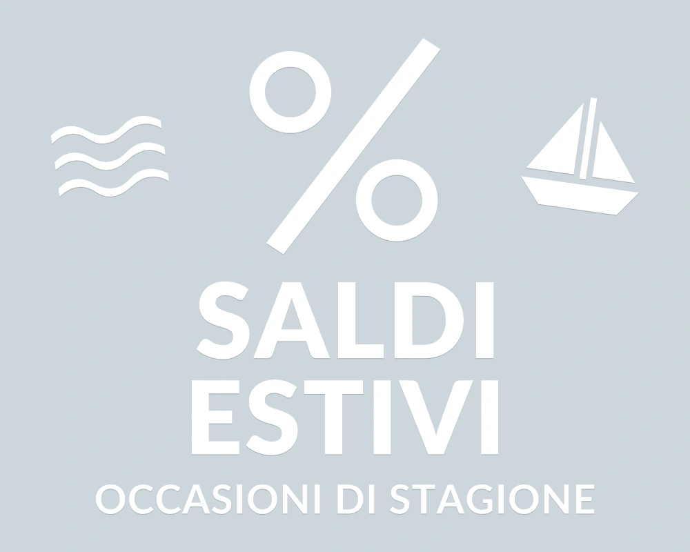 Percentuale estiva - Emblema centrale - SALDI ESTIVI - disegno esatto; fondo di presentazione escluso