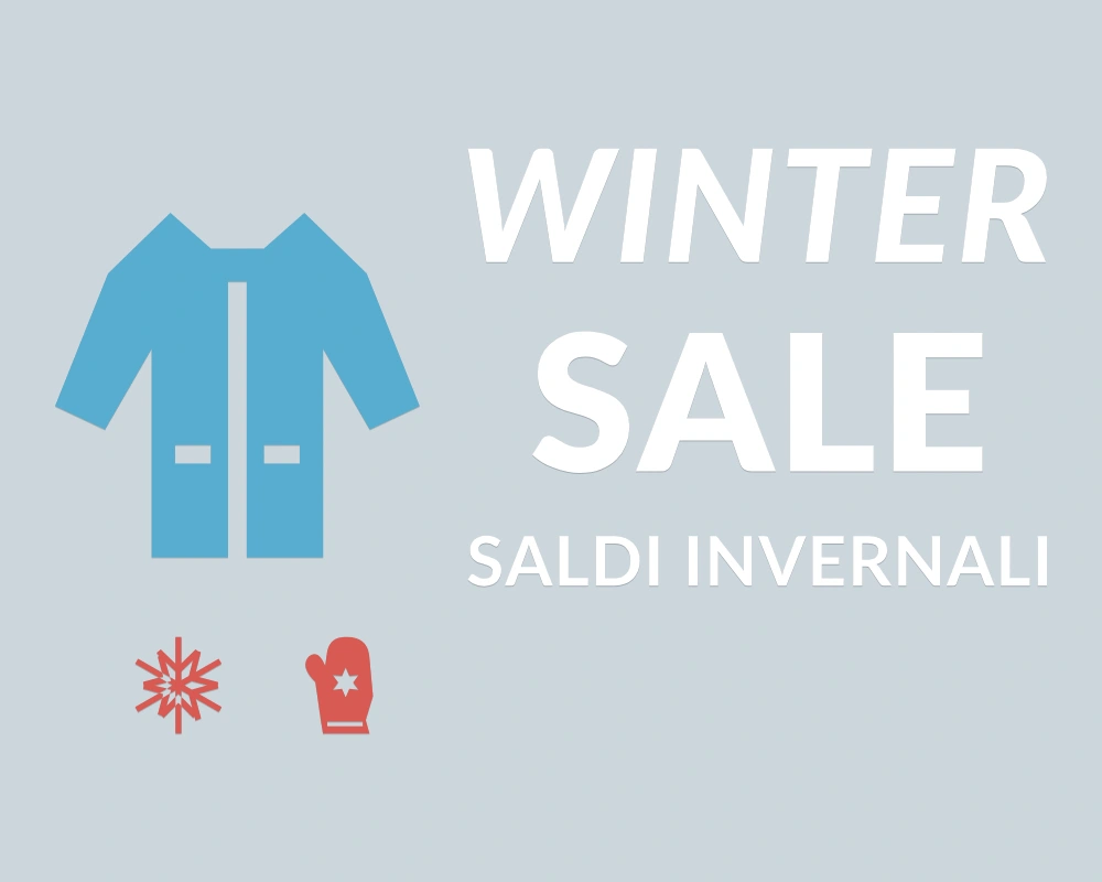 Cappotto di stagione - Insegna laterale - WINTER SALE | Adesivo vetrina prespaziato