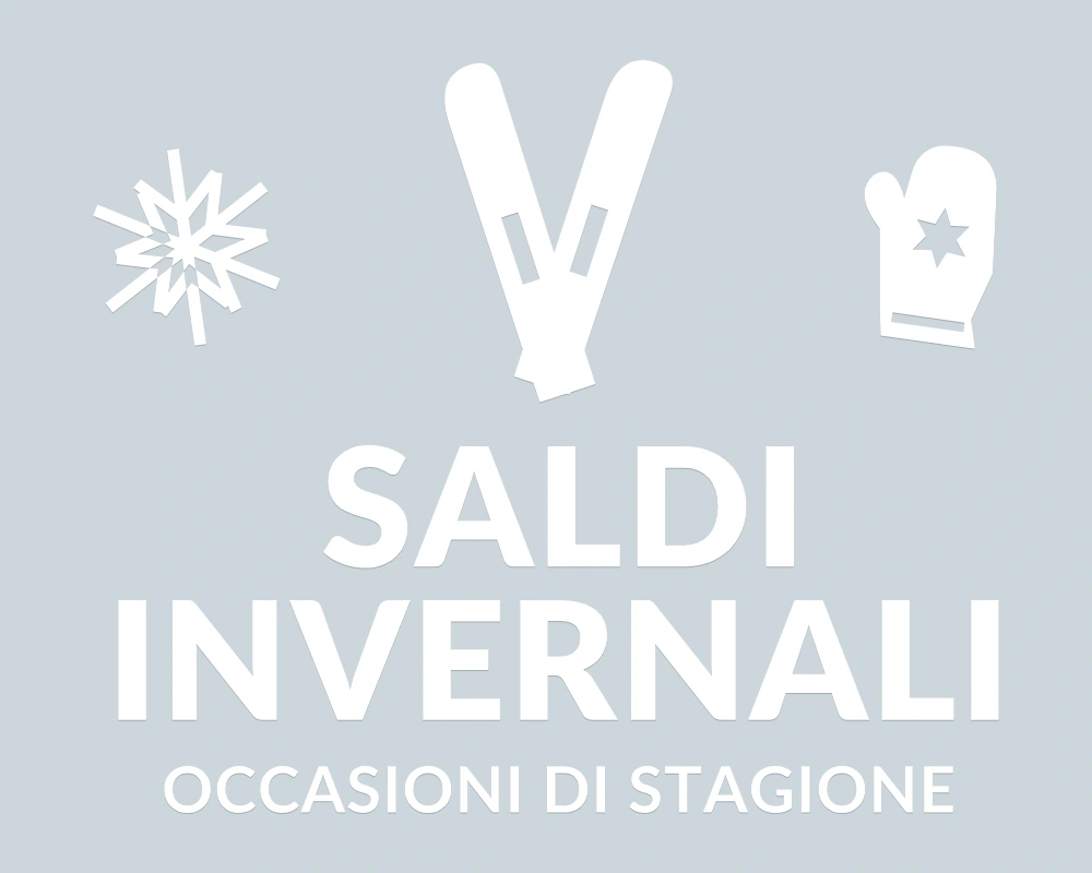 Sci del risparmio - Emblema centrale - SALDI INVERNALI | Adesivo vetrina prespaziato