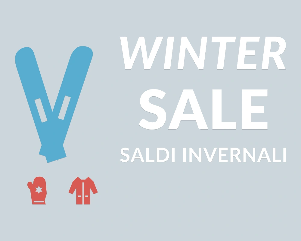 Sci del risparmio - Insegna laterale - WINTER SALE | Adesivo vetrina prespaziato