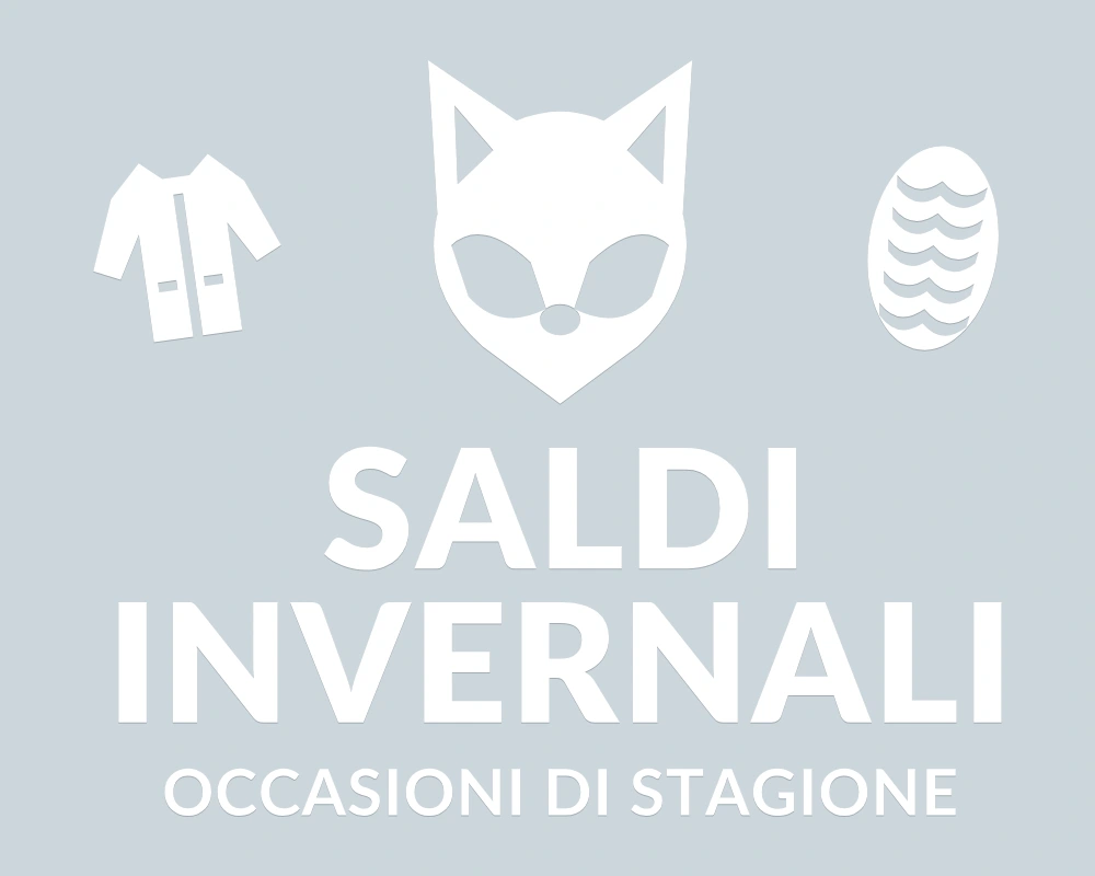 Volpe delle occasioni - Emblema centrale - SALDI INVERNALI | Adesivo vetrina prespaziato