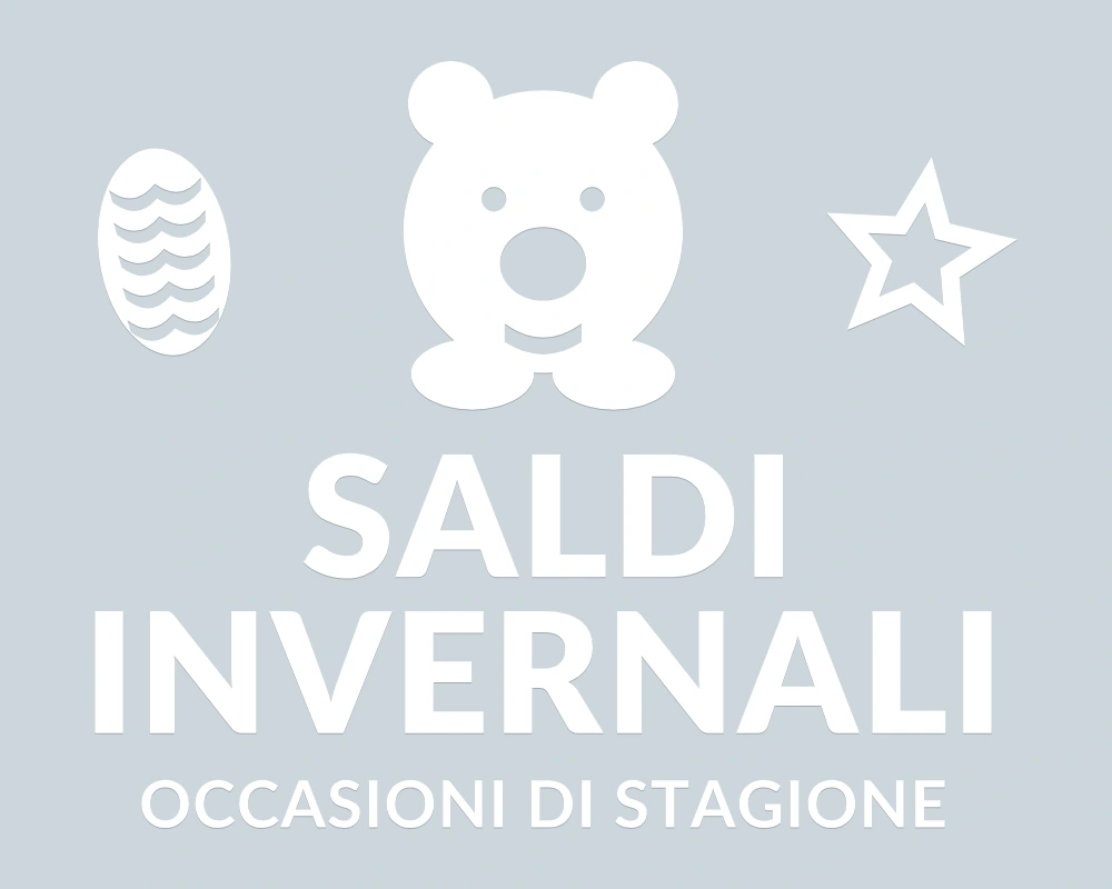 Orso delle offerte - Emblema centrale - SALDI INVERNALI | Adesivo vetrina prespaziato