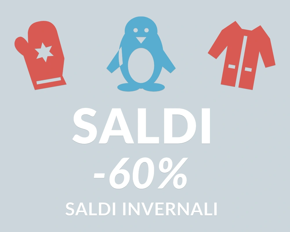 Pinguino dei saldi - Trio decorativo - SALDI -60% | Adesivo vetrina prespaziato