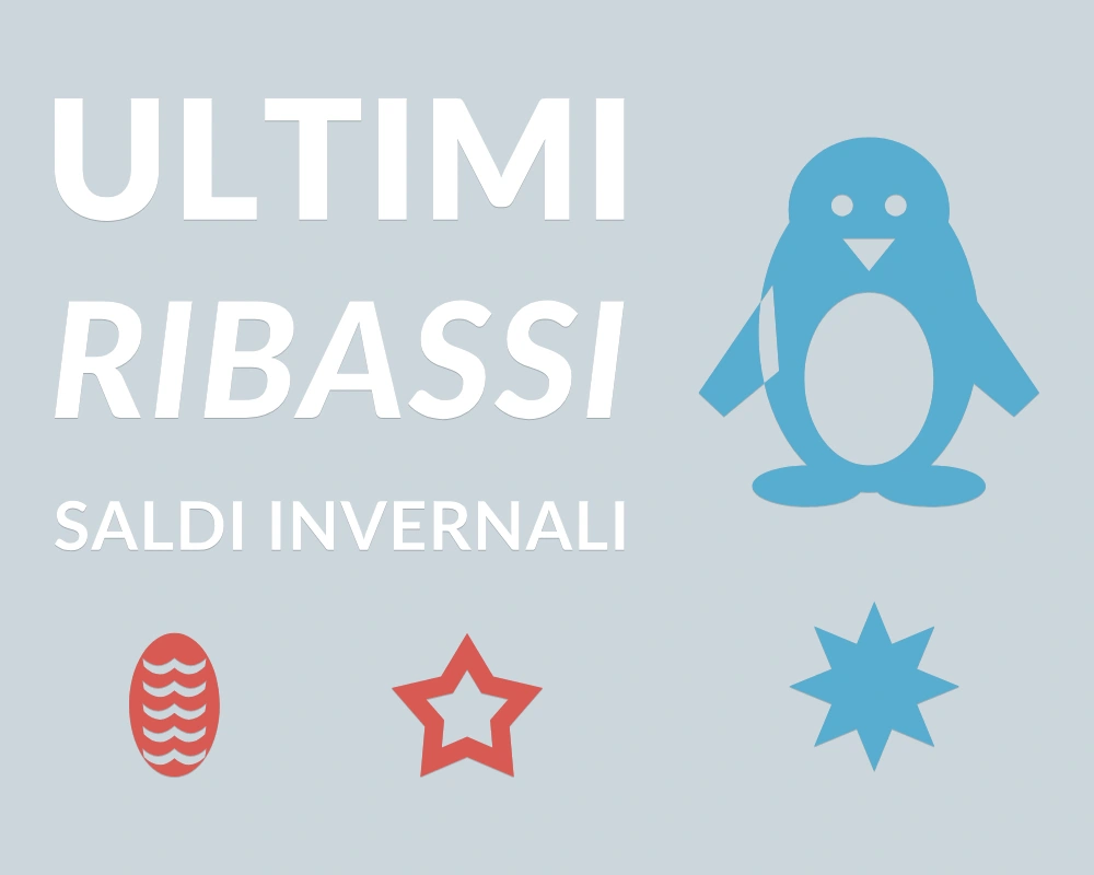 Pinguino dei saldi - Cornice asimmetrica - ULTIMI RIBASSI | Adesivo vetrina prespaziato