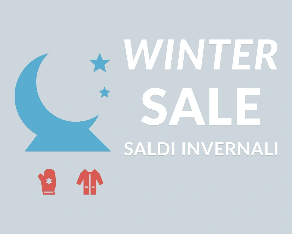 Notte delle occasioni - Insegna laterale - WINTER SALE | Adesivo vetrina prespaziato