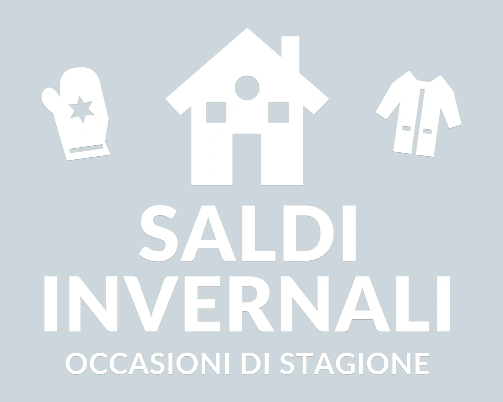 Chalet dei prezzi - Emblema centrale - SALDI INVERNALI | Adesivo vetrina prespaziato