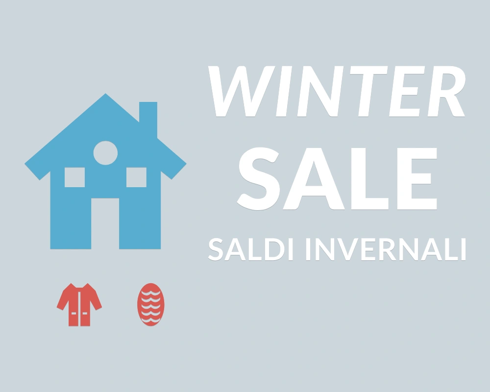Chalet dei prezzi - Insegna laterale - WINTER SALE | Adesivo vetrina prespaziato