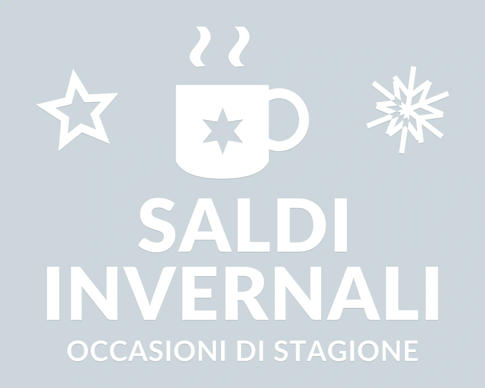 Pausa di risparmio - Emblema centrale - SALDI INVERNALI | Adesivo vetrina prespaziato