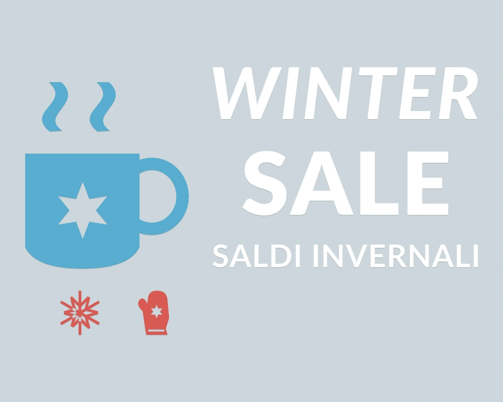 Pausa di risparmio - Insegna laterale - WINTER SALE | Adesivo vetrina prespaziato
