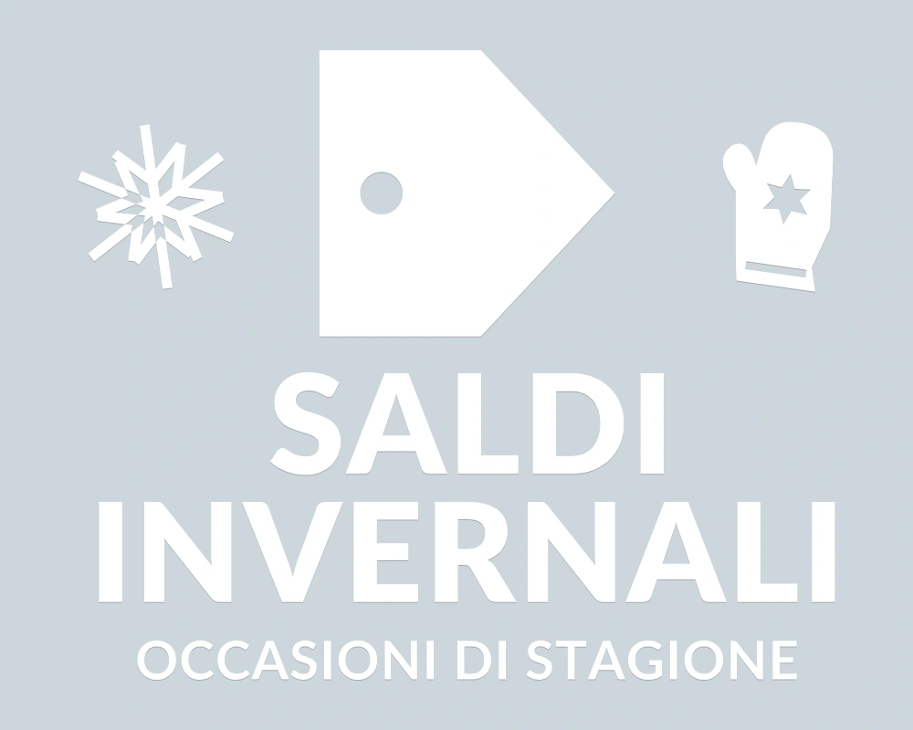 Cartellino ghiaccio - Emblema centrale - SALDI INVERNALI | Adesivo vetrina prespaziato