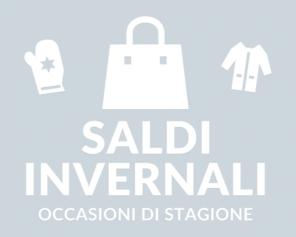 Shopping d'inverno - Emblema centrale - SALDI INVERNALI | Adesivo vetrina prespaziato
