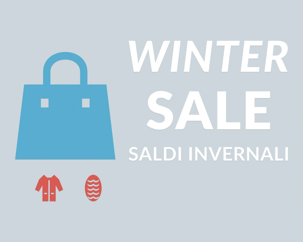 Shopping d'inverno - Insegna laterale - WINTER SALE | Adesivo vetrina prespaziato