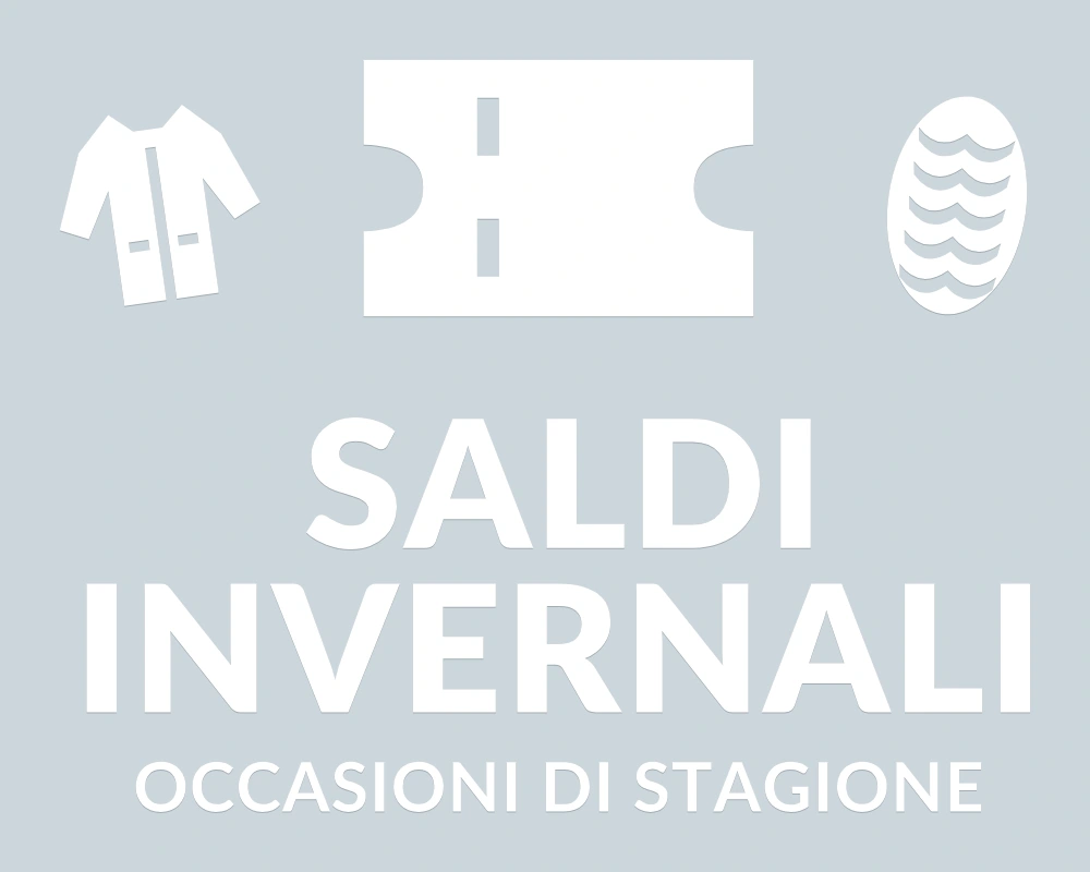 Biglietto convenienza - Emblema centrale - SALDI INVERNALI | Adesivo vetrina prespaziato