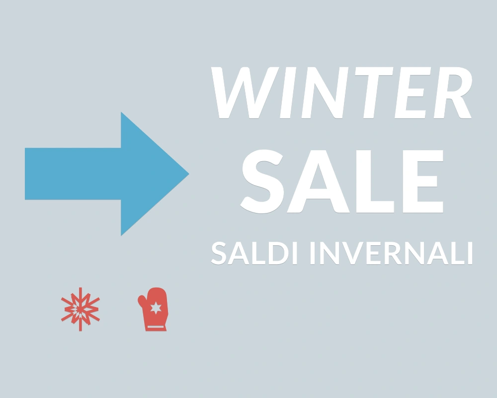Direzione saldi - Insegna laterale - WINTER SALE | Adesivo vetrina prespaziato