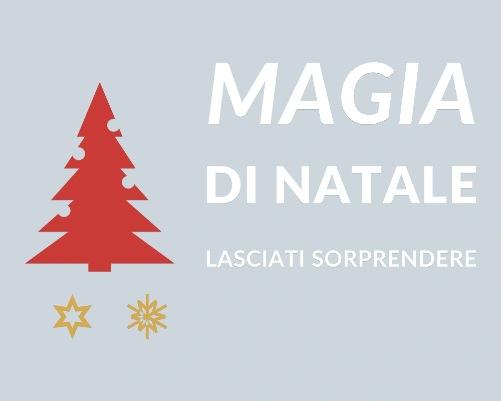 Abete traforato - Insegna laterale - MAGIA DI NATALE - disegno esatto; fondo di presentazione escluso