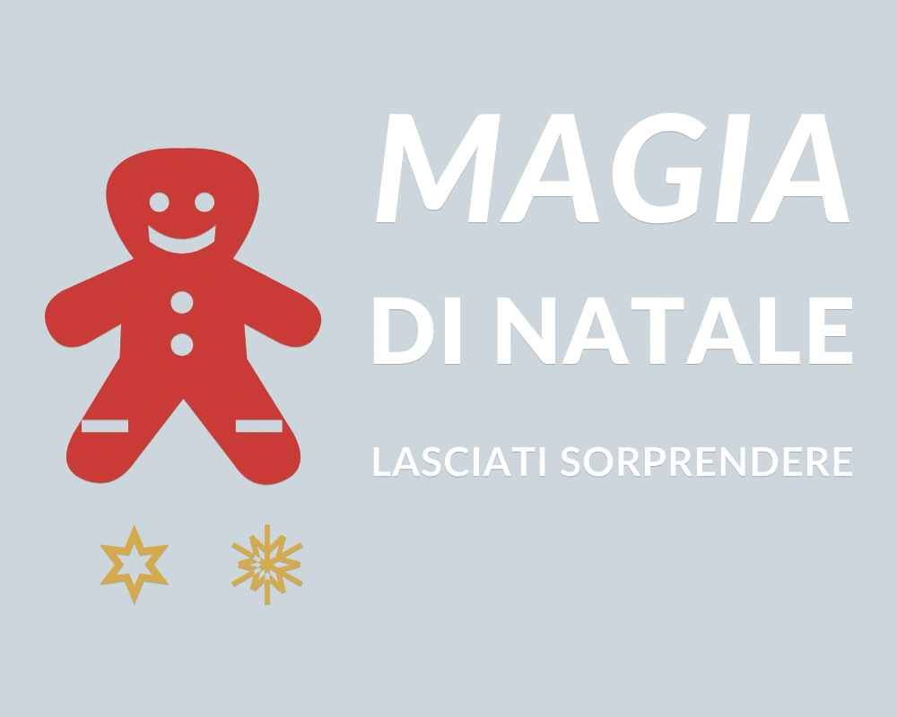Biscotto sorridente - Insegna laterale - MAGIA DI NATALE - disegno esatto; fondo di presentazione escluso