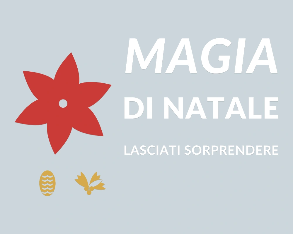 Stella botanica - Insegna laterale - MAGIA DI NATALE - disegno esatto; fondo di presentazione escluso