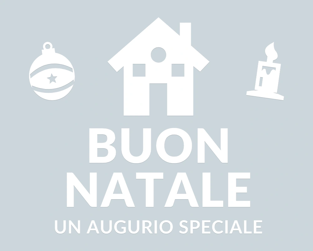 Casetta innevata - Emblema centrale - BUON NATALE - disegno esatto; fondo di presentazione escluso