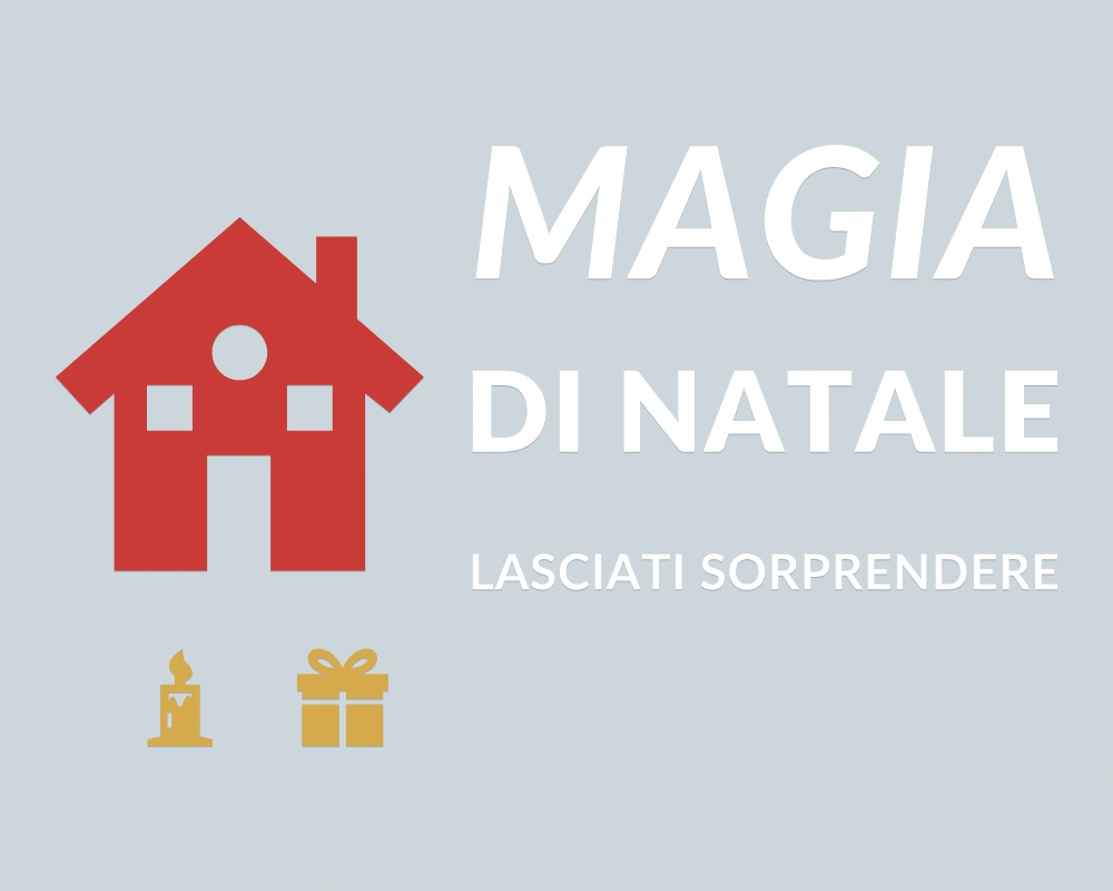 Casetta innevata - Insegna laterale - MAGIA DI NATALE - disegno esatto; fondo di presentazione escluso