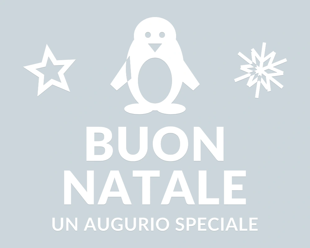 Pinguino in festa - Emblema centrale - BUON NATALE - disegno esatto; fondo di presentazione escluso