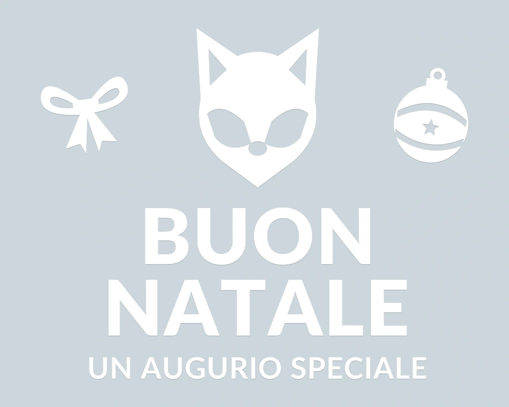 Volpe d'inverno - Emblema centrale - BUON NATALE - disegno esatto; fondo di presentazione escluso