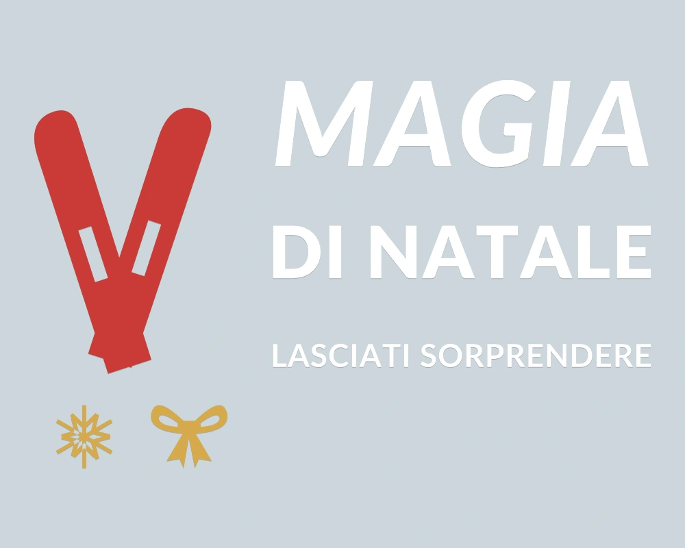 Sci incrociati - Insegna laterale - MAGIA DI NATALE - disegno esatto; fondo di presentazione escluso