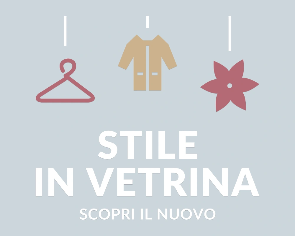 Capospalla contemporaneo - Pendenti in festa - STILE IN VETRINA | Adesivo vetrina prespaziato