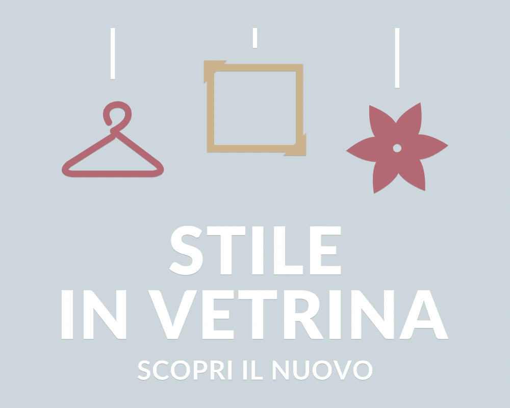 Quadro di novità - Pendenti in festa - STILE IN VETRINA | Adesivo vetrina prespaziato