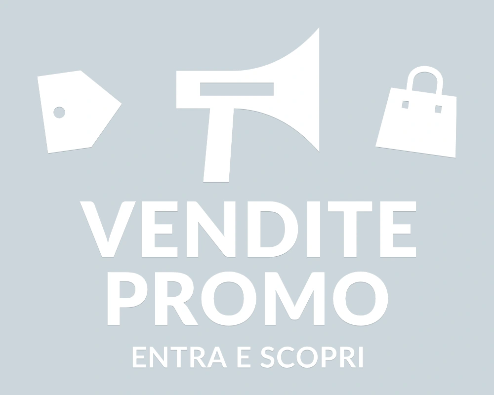 Richiamo delle offerte - Emblema centrale - VENDITE PROMO | Adesivo vetrina prespaziato