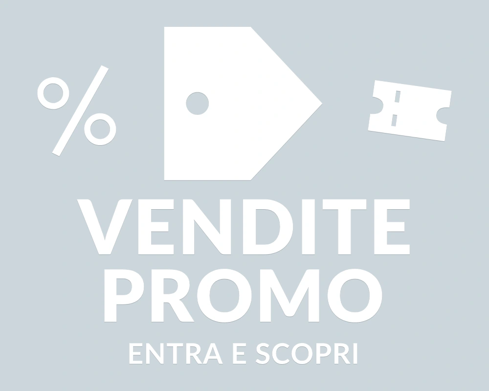 Cartellino promozionale - Emblema centrale - VENDITE PROMO | Adesivo vetrina prespaziato