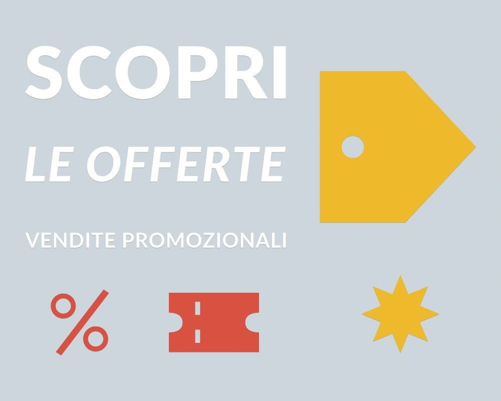 Cartellino promozionale - Cornice asimmetrica - SCOPRI LE OFFERTE | Adesivo vetrina prespaziato