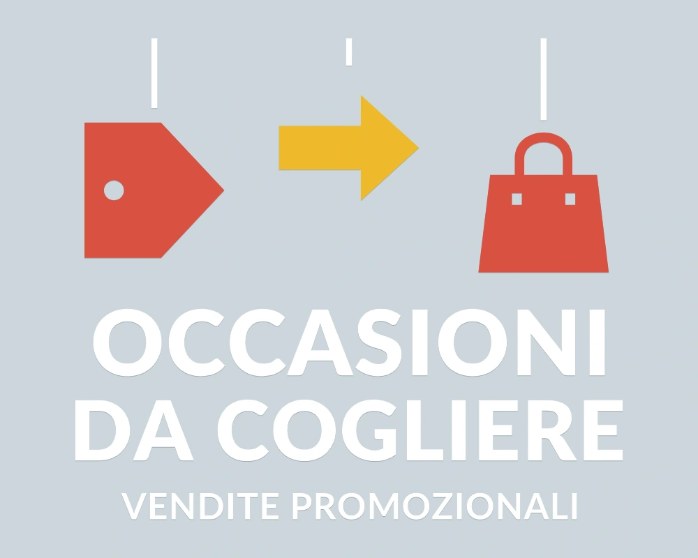 Freccia delle occasioni - Pendenti in festa - OCCASIONI DA COGLIERE | Adesivo vetrina prespaziato